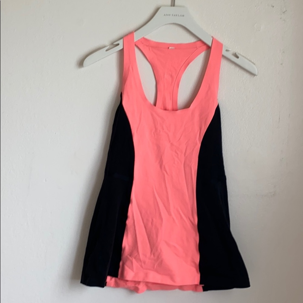 Lululemon orange and black racerback tank top